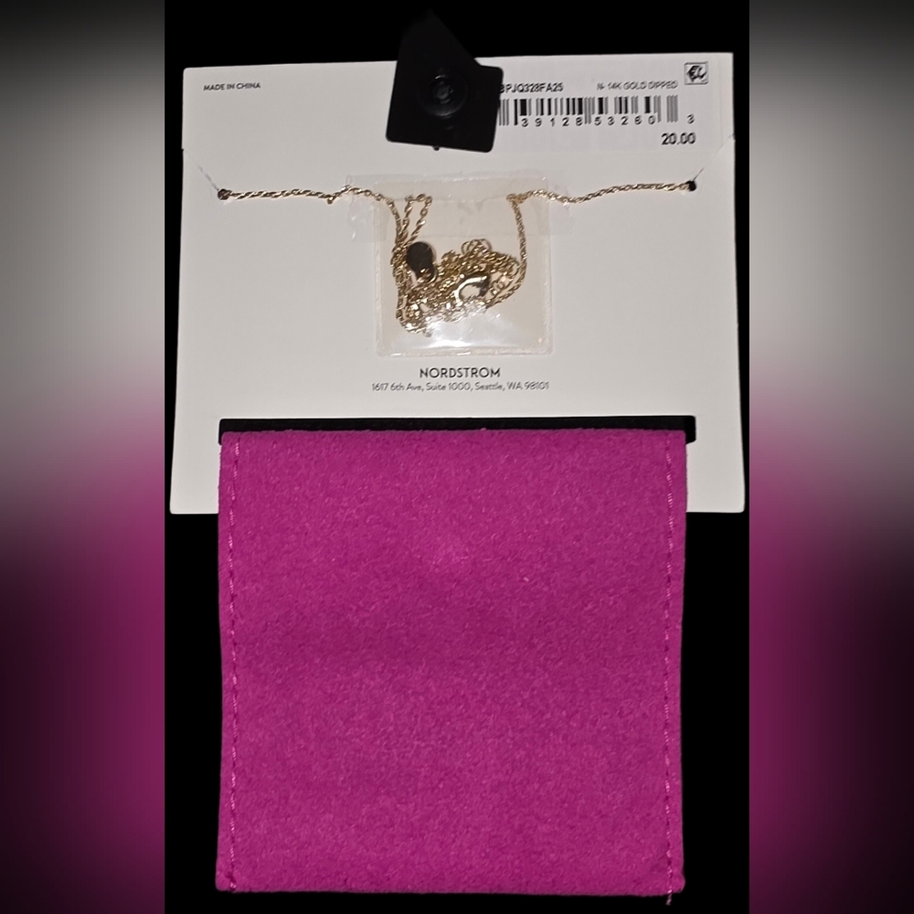 Initial "N" Necklace with Vibrant Pink Pouch - Picture 3 of 3
